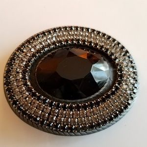 Black rhinestone belt buckle